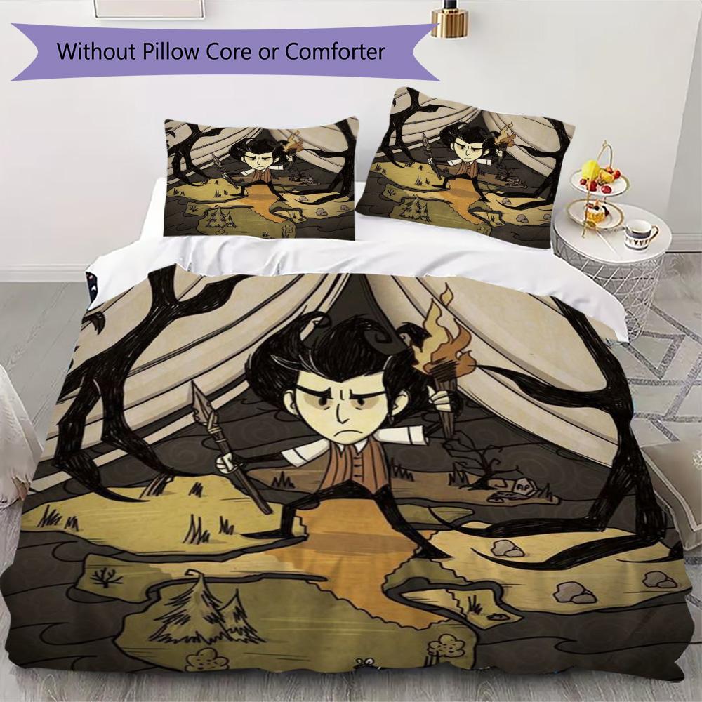 Don't Starve Pattern Bedding,Quilt Set Quilt Cover Pillowcase Home Birthday Gift (1*duvet cover+2*pillowcase,without core)XSJT0917009