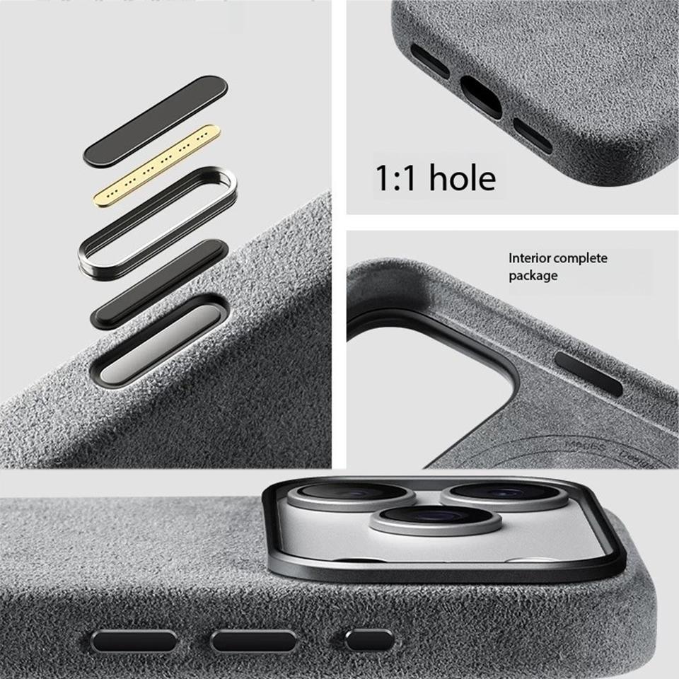 100% Alcantara Hülle für IPhone 17 Pro Max Luxus Cover mit MagSafe Kamera Auslöseknopf Magnetische Hüllen für IPhone17 Pro Max