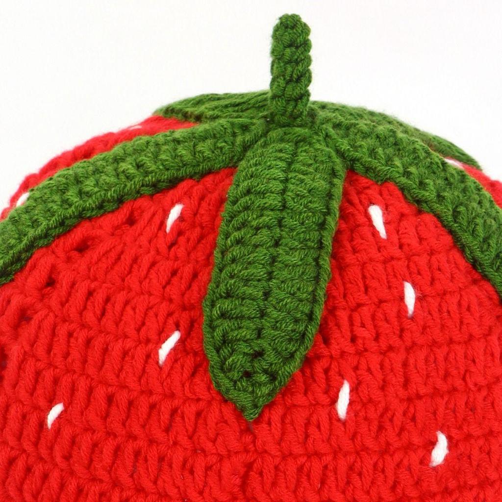 Strawberry Ruffle Crochet Woolen Hat - Women's Cute Autumn/Winter Fisherman Style