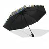 1pc Peacock Mandala Art Automatic Folding Umbrella - Portable 3-Fold Design, 8-Bone Iron Frame Outdoor Umbrella, Ideal Gift for Fans, Travelers, Daily