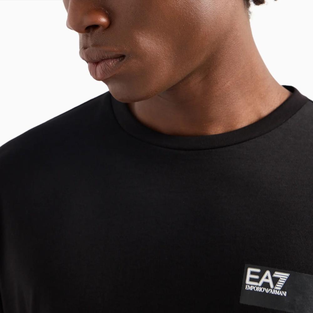 Emporio Armani Ea7 Ss24 Solid Logo Patch Crew Neck Short Sleeve T-Shirt Men Tops Black 6DPT02-PJVPZ-1200