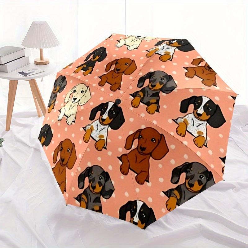 1pc Dachshund Automatic Folding Umbrella, Portable & Foldable Design with 8 Ribs, Casual Outdoor Accessory Yy250805050