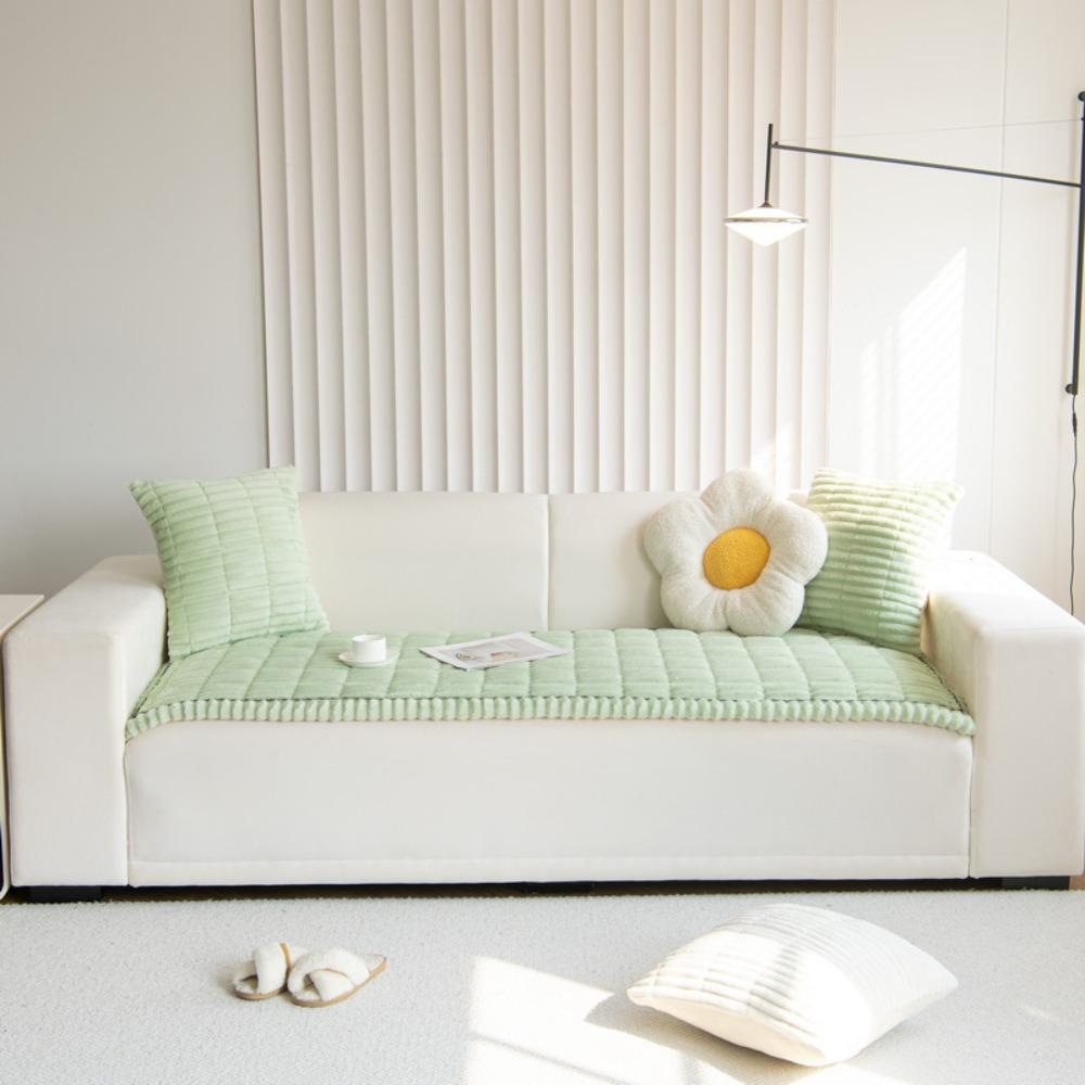 Nordic Square Sofa Slipcover Winter Anti Slip Cushion Thick Fluffy Sofa Cover for Cozy Home Decor