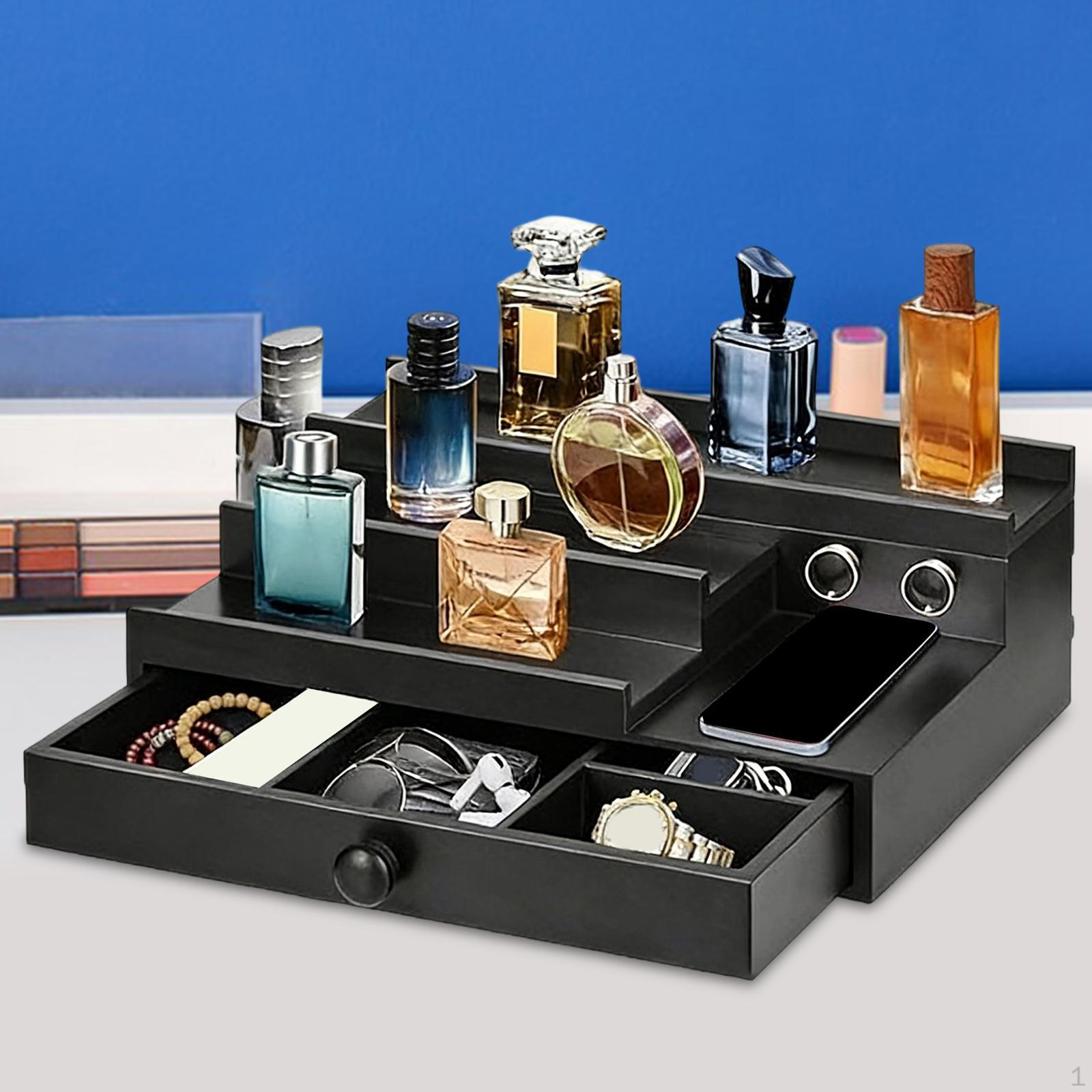 Wooden Perfume Stand Wood Holder Cosmetics Riser Shelf Collection Sturdy Construction