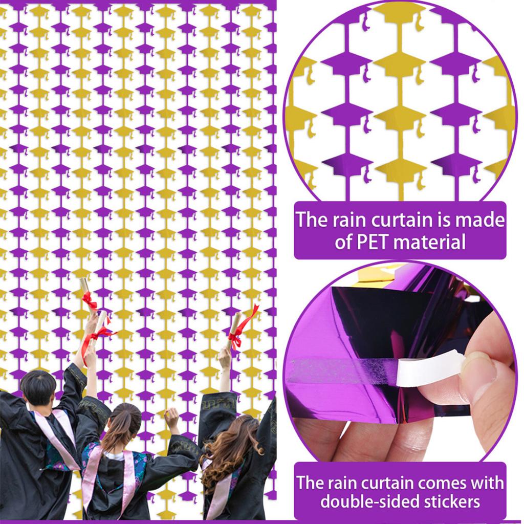 Yousheng Graduation Cap Rain Curtain 2025 Graduation Season Photo Booth Backdrop Tassel Curtain Congrats Grad Party Decorations