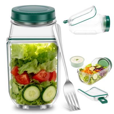 Récipient de stockage alimentaire multifonctionnel Salad Pod Pot à salade portable avec couvercle Fourchette en acier inoxydable Contenant à salade en plastique hermétique