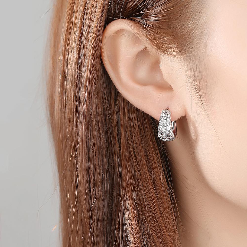 LUOTEEMI Charm Gold Plated Huugie Earrings for Women a AA Cubic Zirconia Huggie Girls Ear Rings