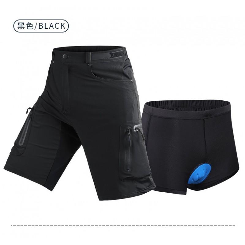 Mens Loose Cycling Shorts With Inner Pad Breathable Bike 5/8 Length Multi Pocket Outdoor Sport Pants