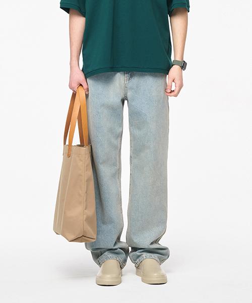 ERRORS EXCEPTED Dp102 Bold Straight Denim Pants (Light Blue)