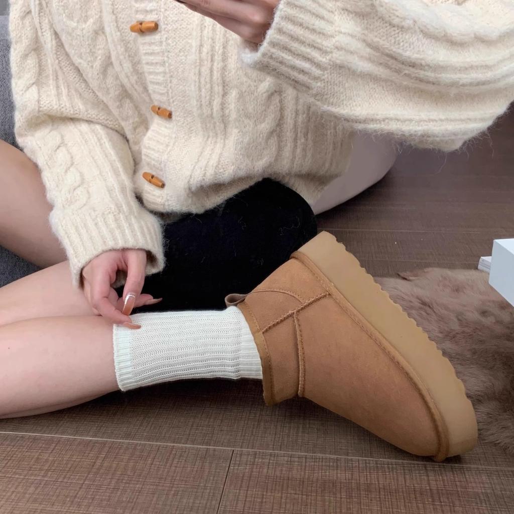 Thick-soled Snow Boots Women's Fur Integrated 2025 New Zhou Dongyu Same Short Tube Winter Velvet Thickened Cotton Shoes