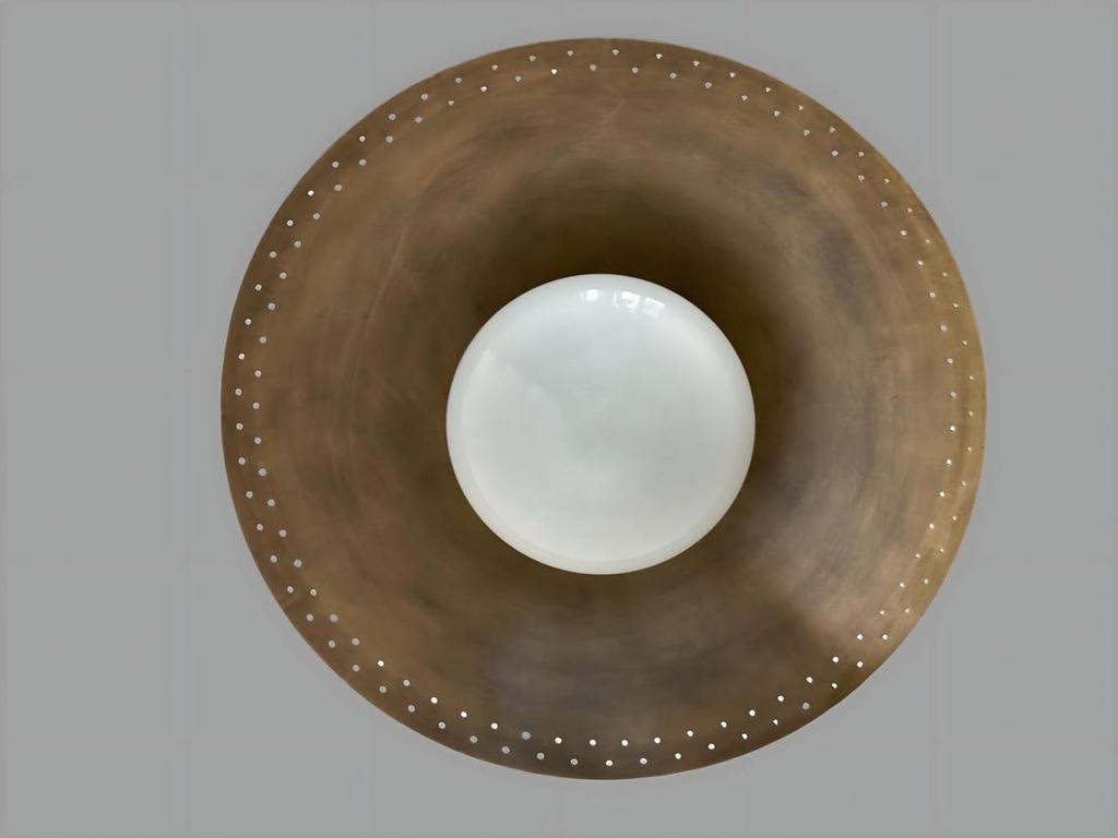 Mid Century Modern Brass Flush Mount Ceiling Light White Globe Lamp Fixture