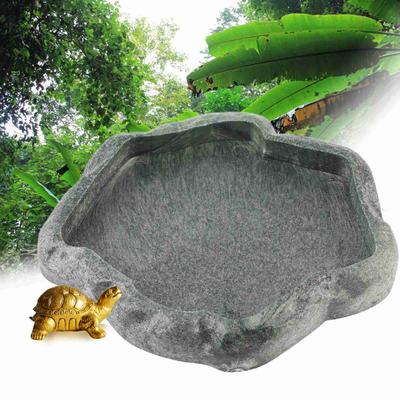 Resin Durable Reptile Rock Food and Water Dish Feeder Bowl for Tortoise Lizard