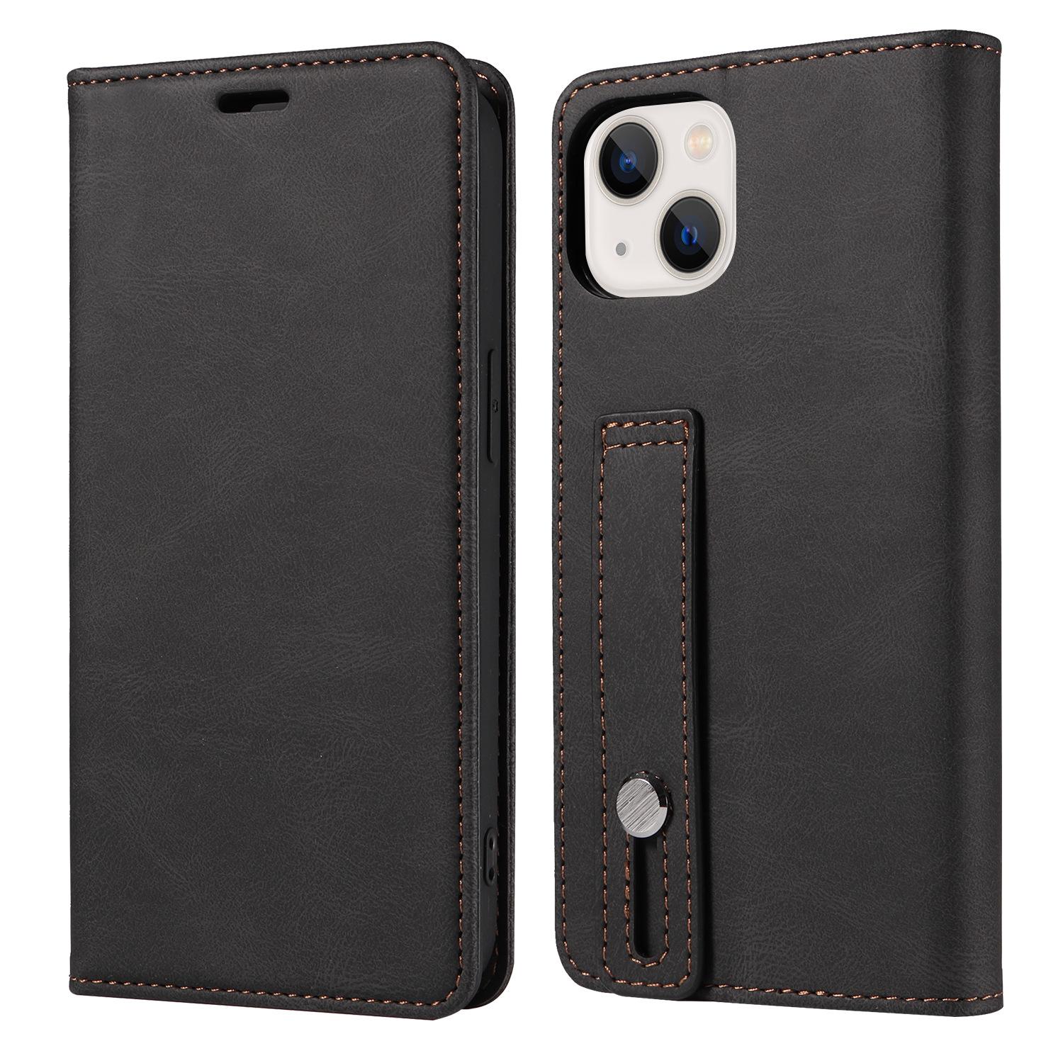 Compatible with iPhone 17 Pro Max phone case with wrist strap, Apple 16 phone leather case, 15 flip cover protective case iphone 17