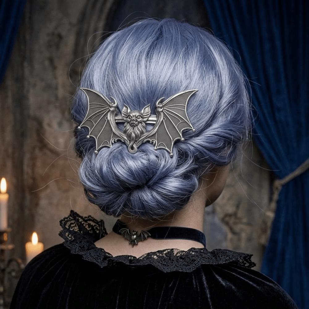 Antiqued Gothic Carved Bat Hair Barrette Halloween Cosplay Hair Clip Cosplay Costume Prop