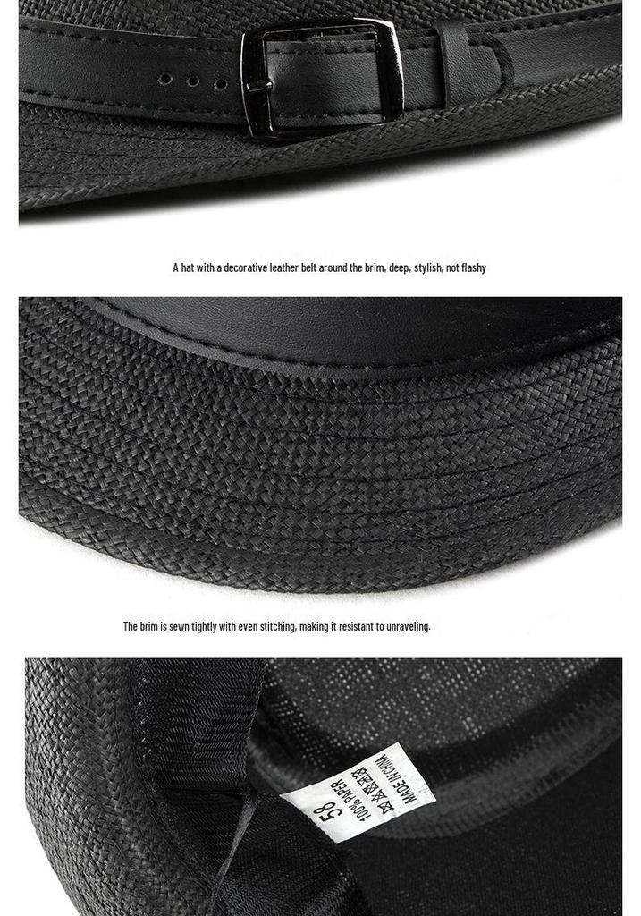 Unisex Summer Straw Hat - Korean Style, Stylish Sun Protection, Retro Jazz Design