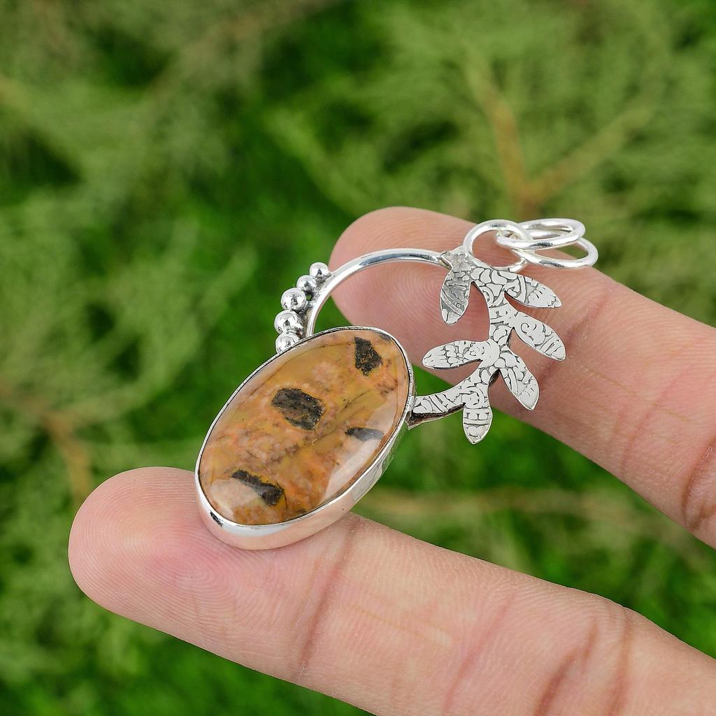Daughters Day Sale Bauxite Gemstone 925 Sterling Silver Artisan Pendant Jewelry