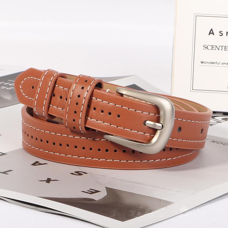 

Ladies Needle Buckle Belt Versatile Jeans Casual Small Hole Cut Belt Line верблюд