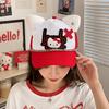 Y2K Gothic Cat Ear Baseball Cap - Red and White Kuromi and Hello Kitty Plush Toy, Adjustable Mesh Visor, Suitable for Women And
