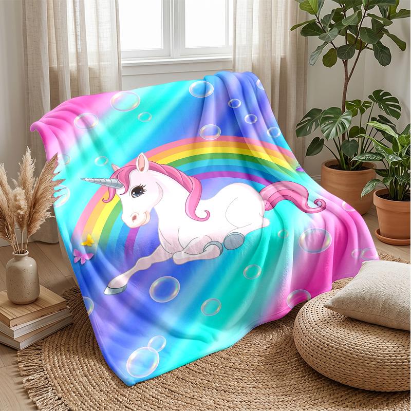 Unicorn Rainbow Theme blanket Lightweight Warm Flannel Blanket Decorative Throw Blanket for Home Decoration