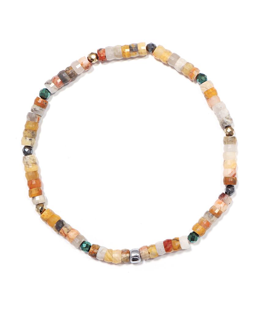 Polalita Earthstone Multi-Stone Mix Bracelet (Plt-Br-118_Yl)
