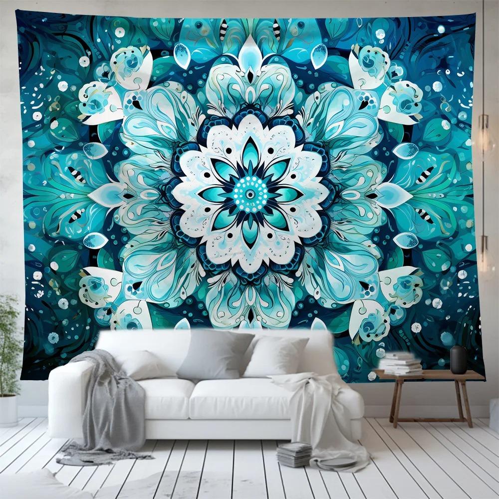 Blue Magic Circle Pattern Decoration Bedroom Living Room Tapestry Home Wall Decoration Tapestry