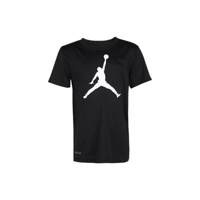 T-shirt z nadrukiem logo z okrągłym dekoltem i krótkim rękawem Dziecięce topy Czarny JD2022056GS-002