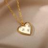 Zircon Four Pointed Star Necklace For Women Men Gold Color Heart Pendant Necklace Romantic Jewelry Collier Bijoux Femme