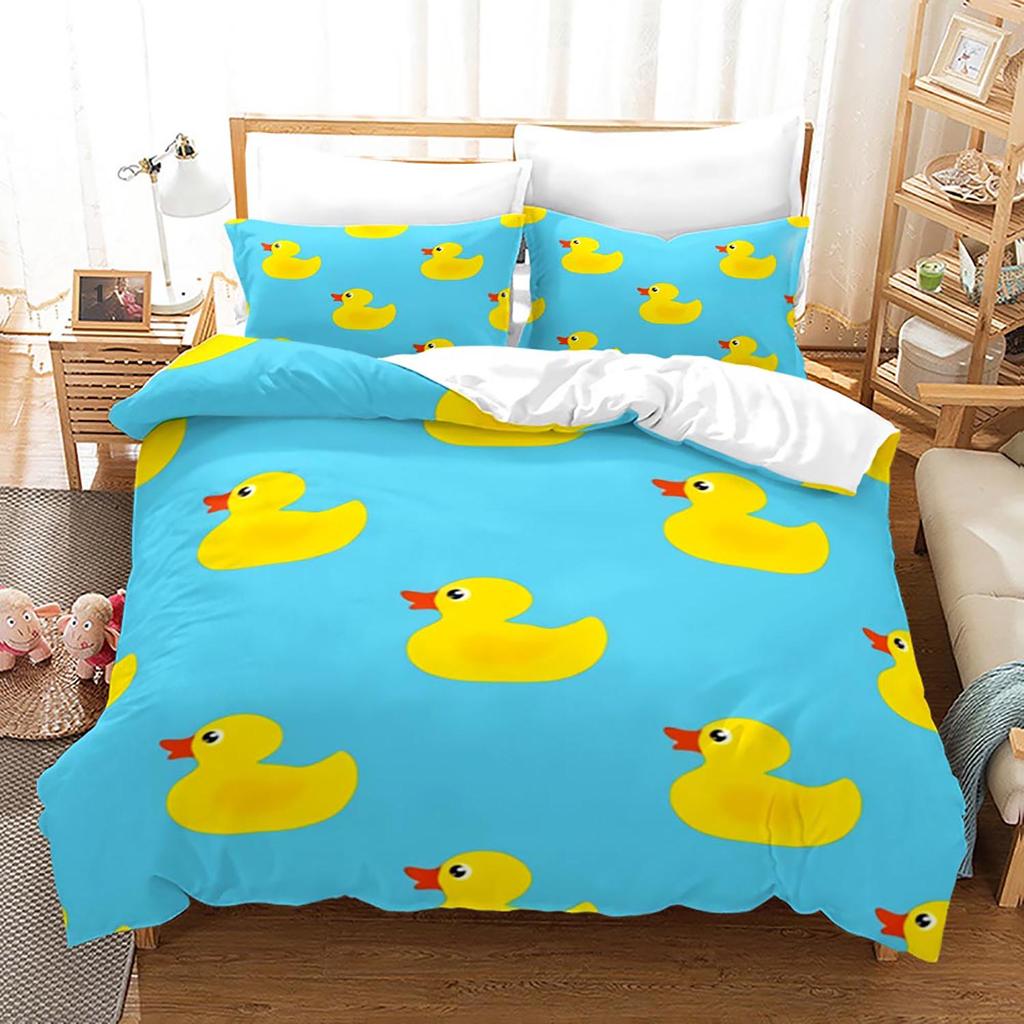 Yellow Duck Bedding Set Single Twin Full Queen King Size Little Duck Bed Set Aldult Kid Bedroom Duvetcover Sets 3D Print 020