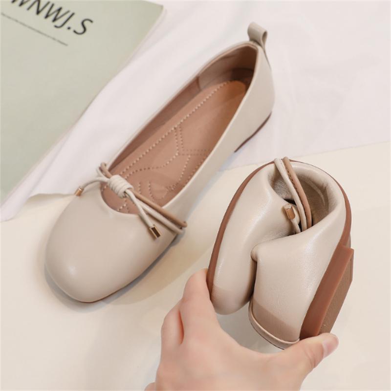 Genuine Leather Woman Casual Flats Female Retro Shoes Low Heeled Soft Soled Flat Shoes Casual Versatile Loafers Women