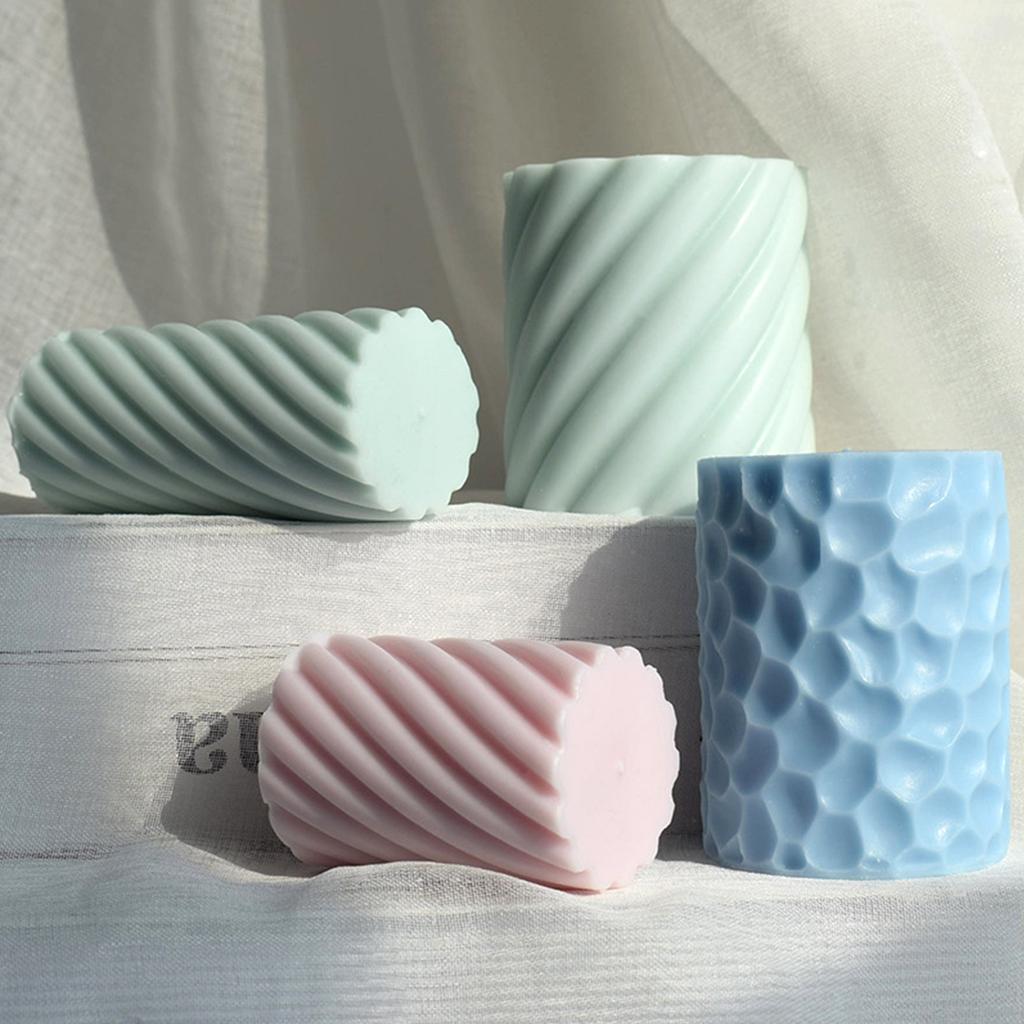 Spiral Cylindrical Candle Mould Geometry Candle Silicone Mold Handmade Aromatherapy Candle Soap Resin Mold DIY Art Craft