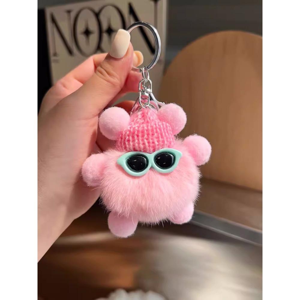 Pufos Păr de Iepure Rex Mică Minge de Cărbune Pandantiv pentru Geantă Geantă de Școală Păpușă cu Ochi Urâți Pandantiv Păpușă de Desene Animate Breloc Auto