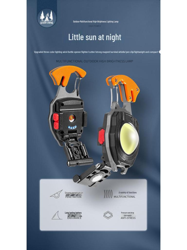 Multifunctional LED Keychain Light: Portable Camping Lighter & Auto Repair Tool