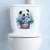 Playful Panda with Flower Basket Toilet and Wall Sticker Set Waterproof Self-Adhesive Removable Decal for Bathroom WC Home Decor