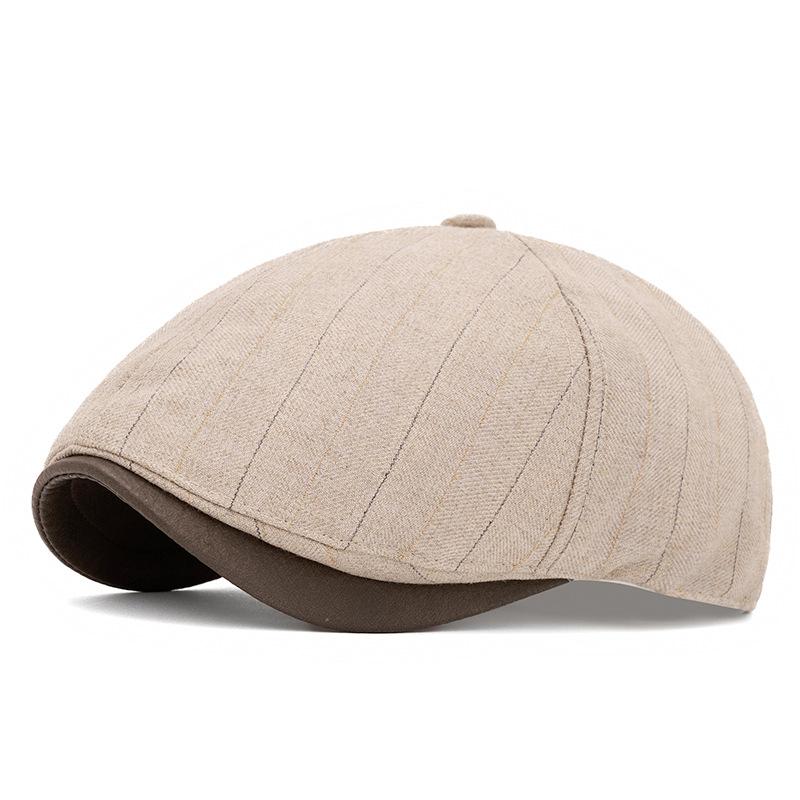 Autumn Winter Striped Beret Men's Retro Warm Forward Cap Painter's Cap Newsboy Cap