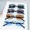 Vintage Style Frameless Square Y2K Fashion Glasses for Men Women, Decorative Lens Function, Normal Fit, Daily Leisure