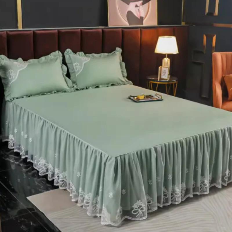 New Solid Color Bed Skirt Princess Style Lace Lace Cover Ugly Bed Apron Protective Sleeves Are Universal All Year Round