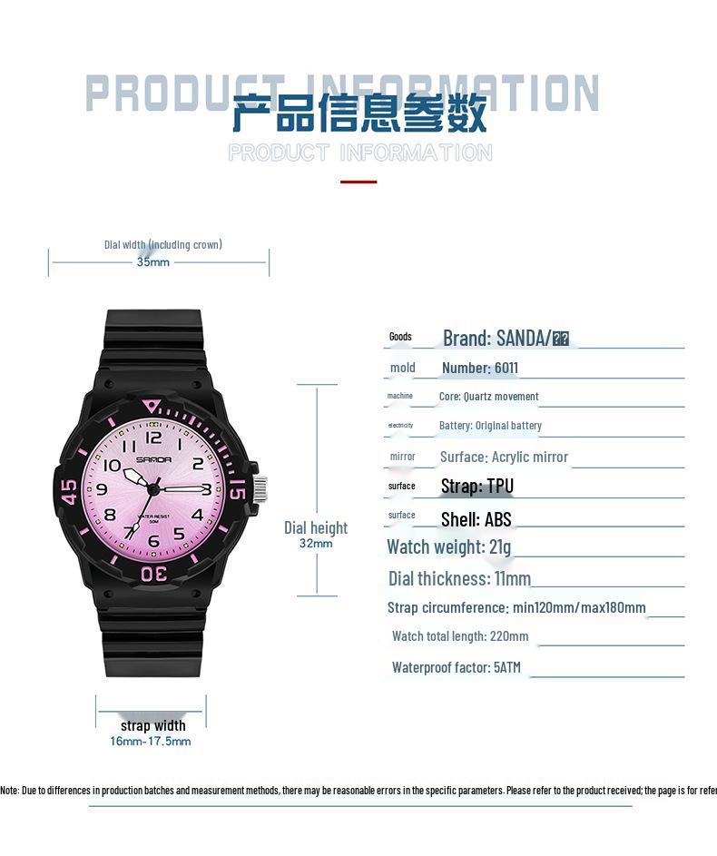 Sanda Unisex Youthful Style Wristwatch - Simple, Sleek, Versatile, and Elegant for Students