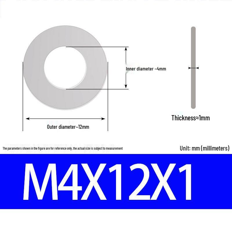 304 Stainless Steel Ultra-Thin Flat Washer, Thickness: 0.1/0.2/0.3/0.4/0.5 Mm, Sizes M1-M8