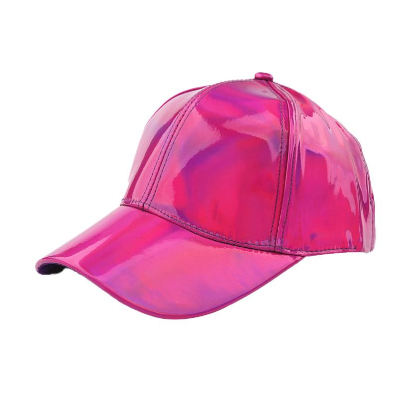 Unisex PU Rainbow Changing Baseball Hat Adult Laser Hip Hop Cap Outdoor Casual Snapback Shiny Party Dressing Hat