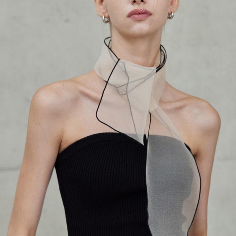 Hyyk Organza Trimming Scarf_Light Beige