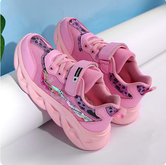 Autumn Pink Kids Sneakers Lightweight Girls Running Sport Shoes Boys Fashion Casual Walking Shoes Children Pu Leather Tenis Snea
