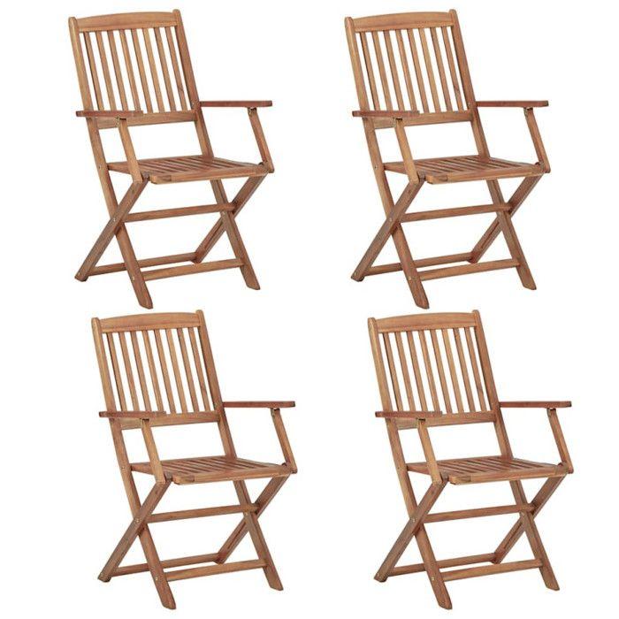 VidaXL Chaises pliables de jardin 4 pcs avec coussins Bois d'acacia