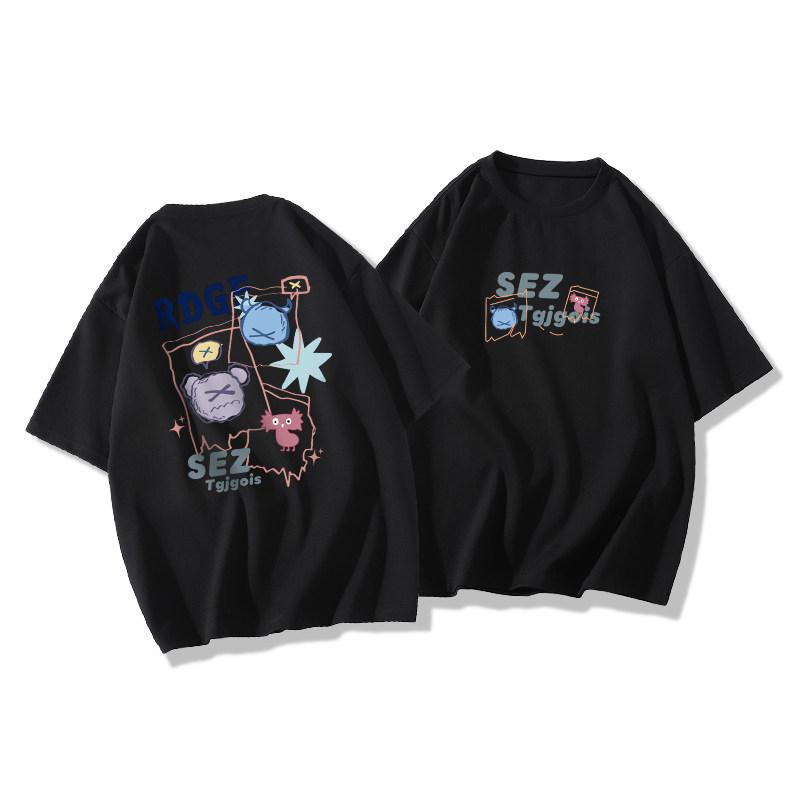 Unisex Plus Size Cotton Loose T-Shirt, Short Sleeve, Oversized, Trendy Brand, Couples Top