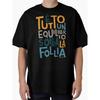 Vasco Rossi Italian Lyric T-Shirt - "Tutto Un Equilibrazione Sopra La Follia" Song Print Tee, Casual Round Neck Shirt with Italian for Fans, Machine