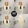 13ALAN EATON Lace Front Wigs 613 HD Blonde Synthetic Long Wavy Wig with Baby Hair for Women Cosplay High Density Hair Wig