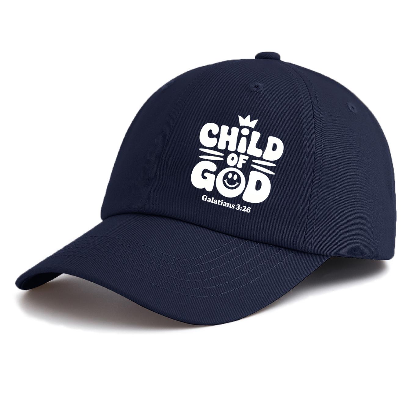 

1pc CHILD OF GOD Print Baseball Cap for Adults, Minimalist Retro Style Casual Soft Adjustable Dad Hat, Perfect As Gift темно-синього кольору