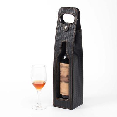 Open Leather Wine Carrier Liquor Packaging Wine Bag