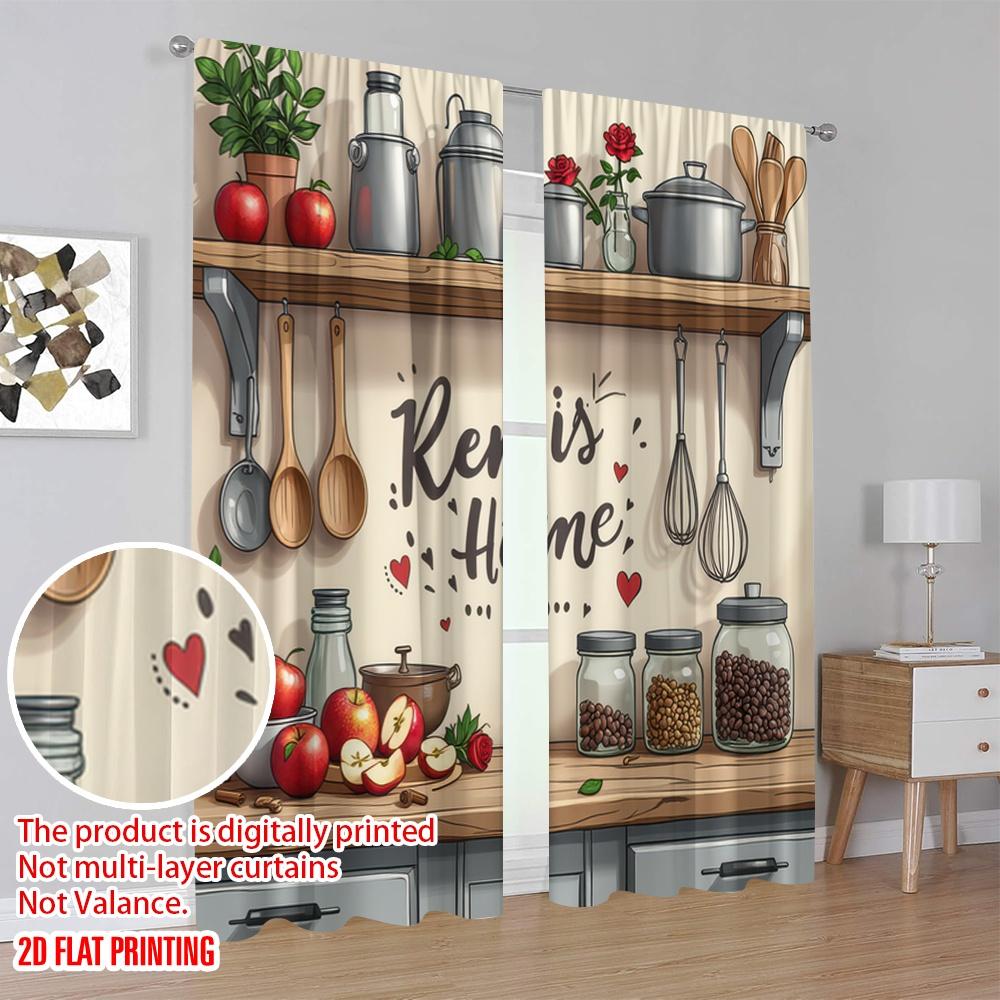 Blackout Window Drapes Whimsical Kitchen Polyester Spring Party Holiday Decor Applies All Occasions Curtain Set Of 2 Made Washable Cooking Area Ready
