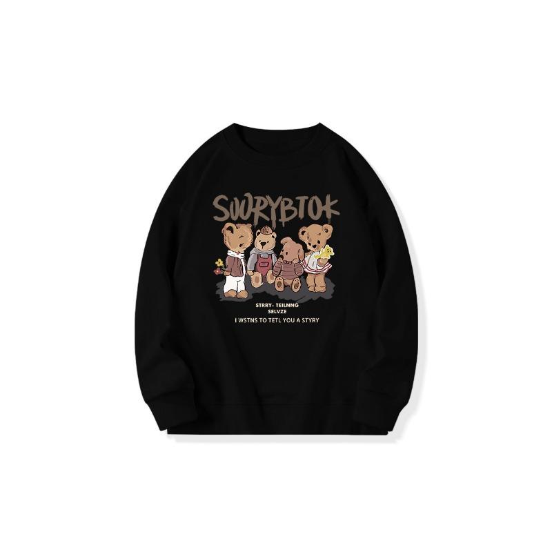 Autumn Winter O Neck Loose Casual Cartoon Printing Sweatshirt Women Long Sleeve Simple All-match Pullover Top