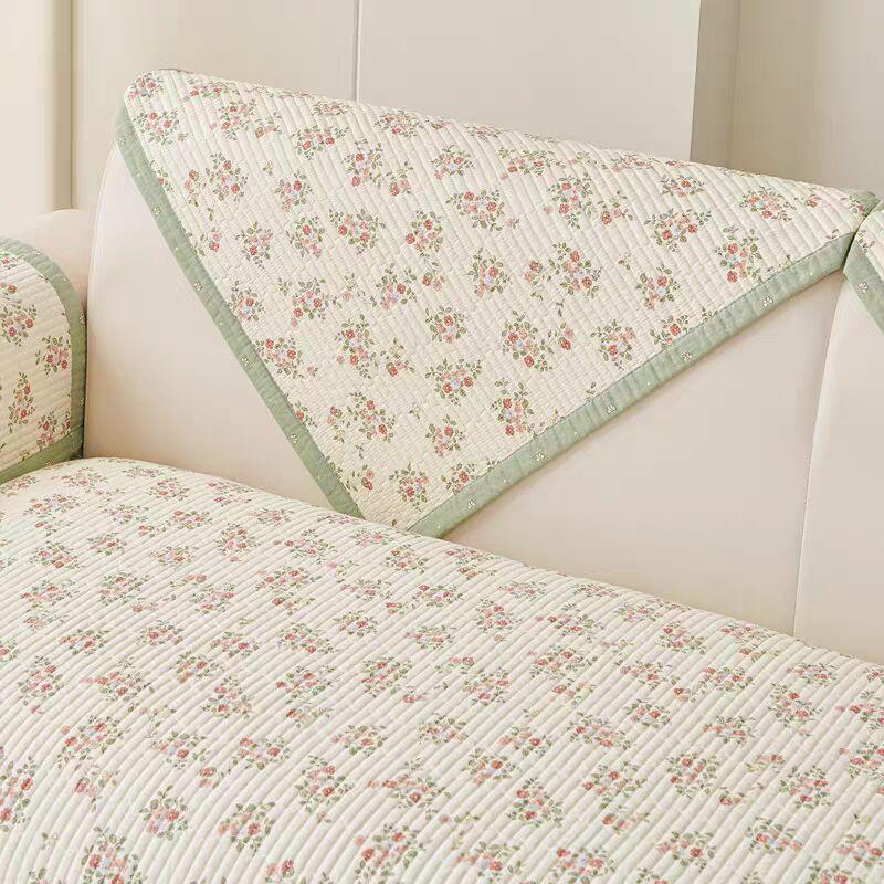 Fresh Floral Style Sofa Cover Home Decor Cotton Fabric Non Slip Seater Cushion Pad Dust Proof Wear Resistant Sofa Slipcovers